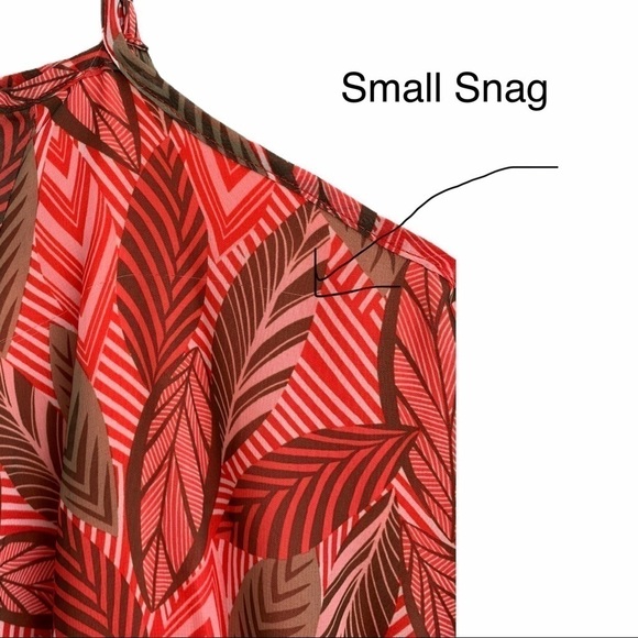 Charming Charlie Cold Shoulder Coral and Brown Retro Leaves Maxi Dress - Picture 13 of 15